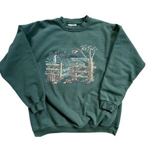 Northern Reflections Sweatshirt Women Green Harvest Garden Graphic M